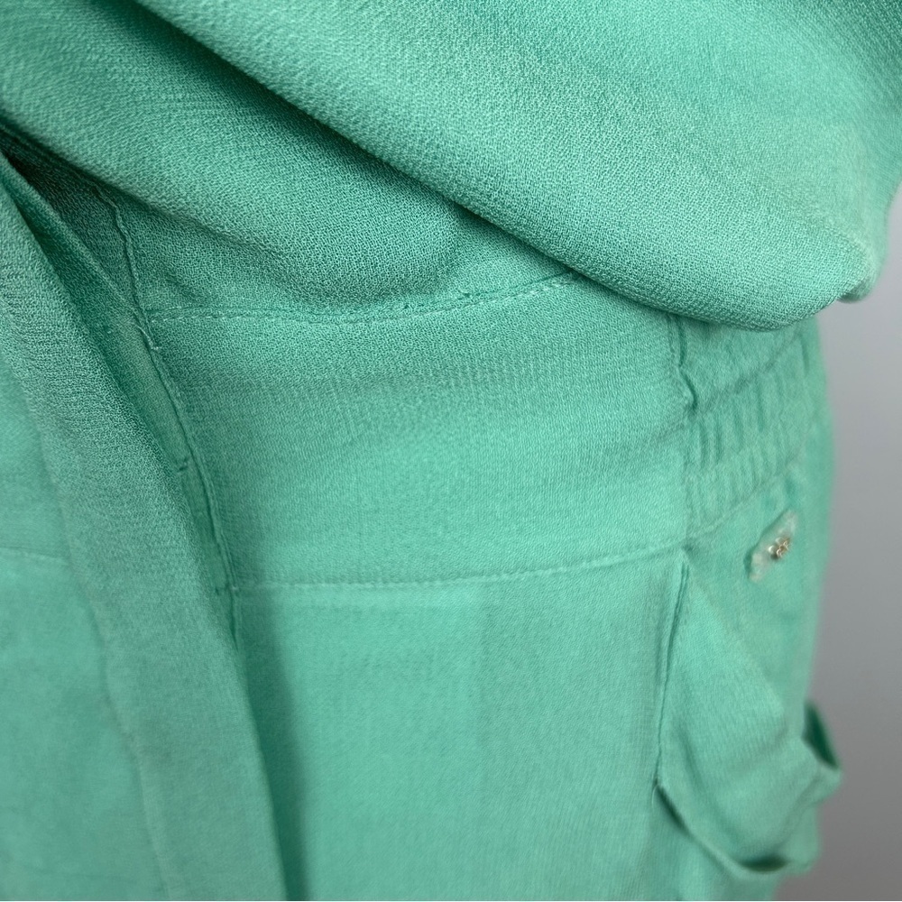 Escada Sport Dafari Chiffon Cap Sleeve Button Dress Size 34 Mint Green - Picture 9 of 15